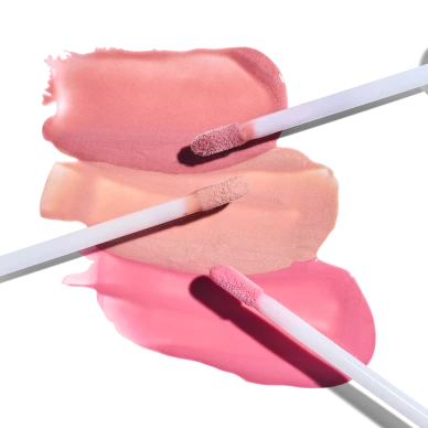 Peptide Lip Shine SPF 30 Rose Champagne Pink swatches with applicator kuva